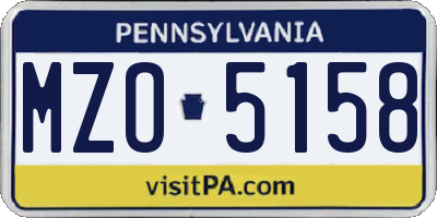 PA license plate MZO5158