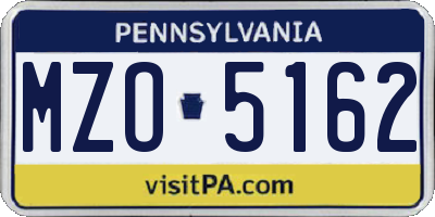 PA license plate MZO5162