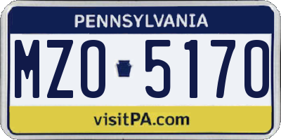 PA license plate MZO5170
