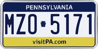 PA license plate MZO5171