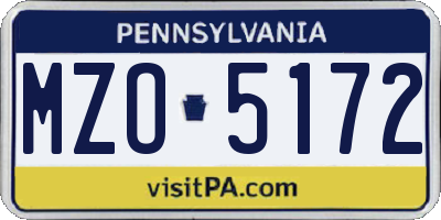 PA license plate MZO5172