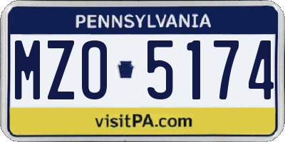 PA license plate MZO5174