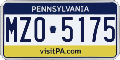 PA license plate MZO5175
