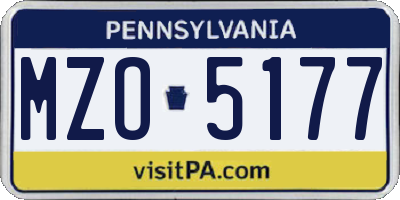 PA license plate MZO5177