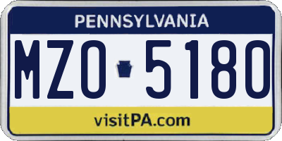 PA license plate MZO5180