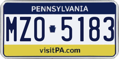 PA license plate MZO5183