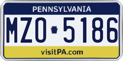 PA license plate MZO5186