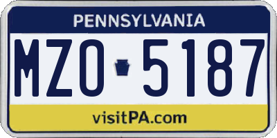 PA license plate MZO5187
