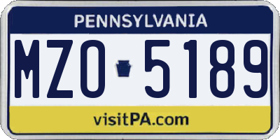 PA license plate MZO5189