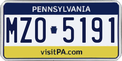 PA license plate MZO5191