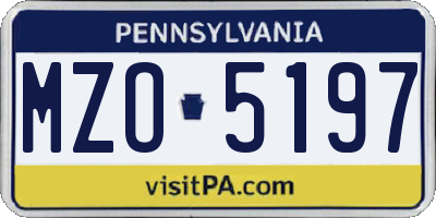 PA license plate MZO5197