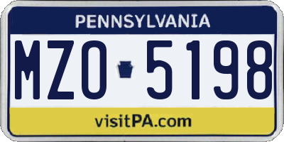 PA license plate MZO5198