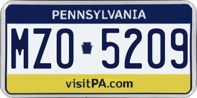 PA license plate MZO5209