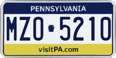 PA license plate MZO5210