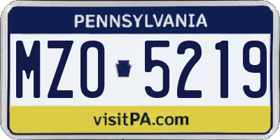 PA license plate MZO5219