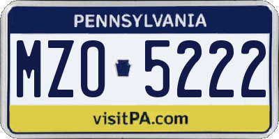 PA license plate MZO5222
