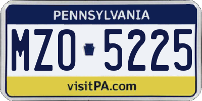 PA license plate MZO5225