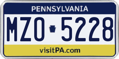PA license plate MZO5228