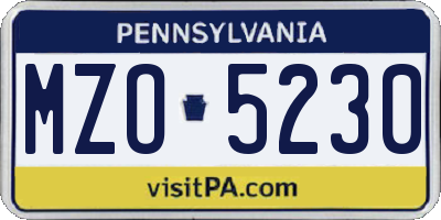 PA license plate MZO5230