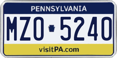 PA license plate MZO5240