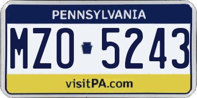 PA license plate MZO5243