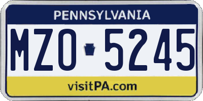 PA license plate MZO5245