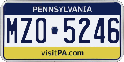PA license plate MZO5246