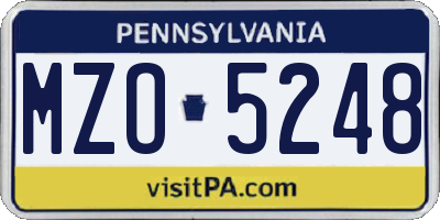 PA license plate MZO5248