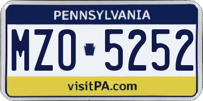 PA license plate MZO5252