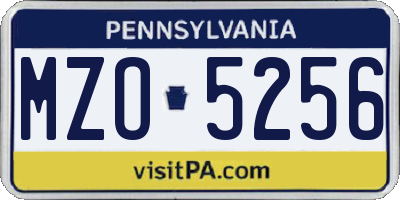 PA license plate MZO5256