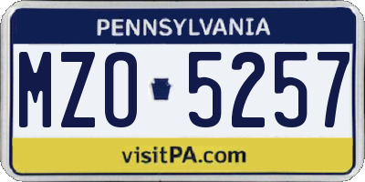 PA license plate MZO5257