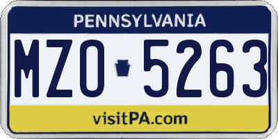 PA license plate MZO5263