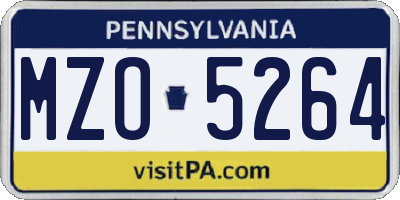 PA license plate MZO5264