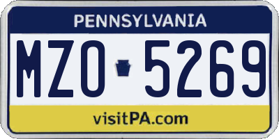 PA license plate MZO5269