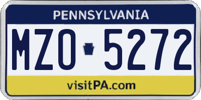 PA license plate MZO5272