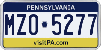 PA license plate MZO5277