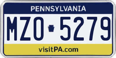 PA license plate MZO5279