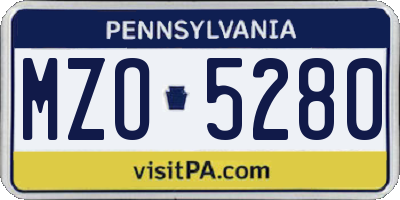 PA license plate MZO5280