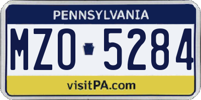 PA license plate MZO5284