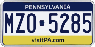 PA license plate MZO5285