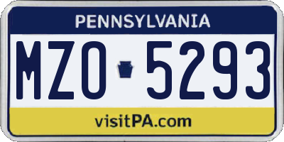 PA license plate MZO5293