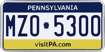 PA license plate MZO5300