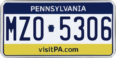 PA license plate MZO5306