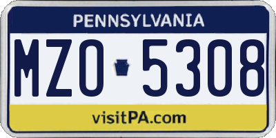 PA license plate MZO5308