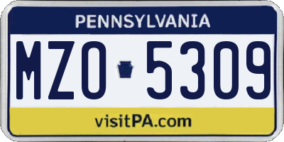 PA license plate MZO5309