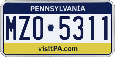 PA license plate MZO5311