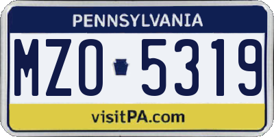 PA license plate MZO5319