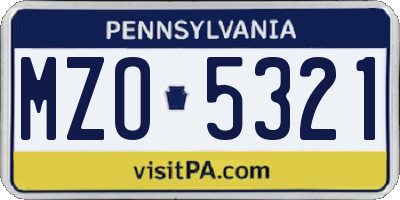 PA license plate MZO5321