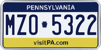PA license plate MZO5322