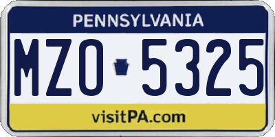 PA license plate MZO5325